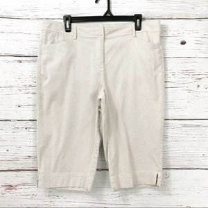 Ann Taylor Cream Color Striped Bermuda Shorts